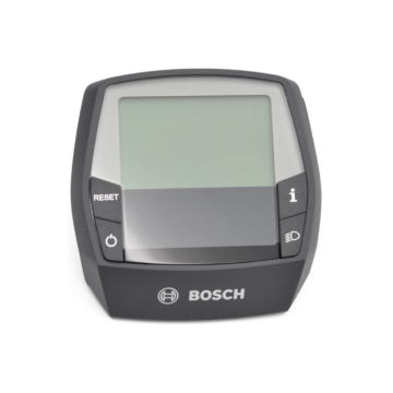 Foransigt af Bosch Intuvia cykelcomputer, skærmen og knapperne på displayet er tydeligt synlige.